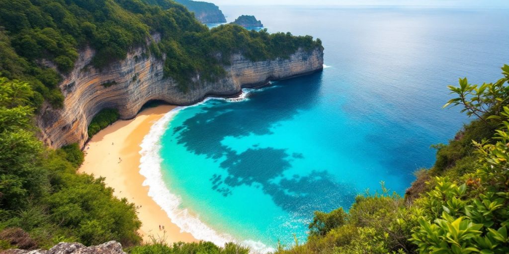 Pantai tersembunyi di Bali dengan air biru jernih.